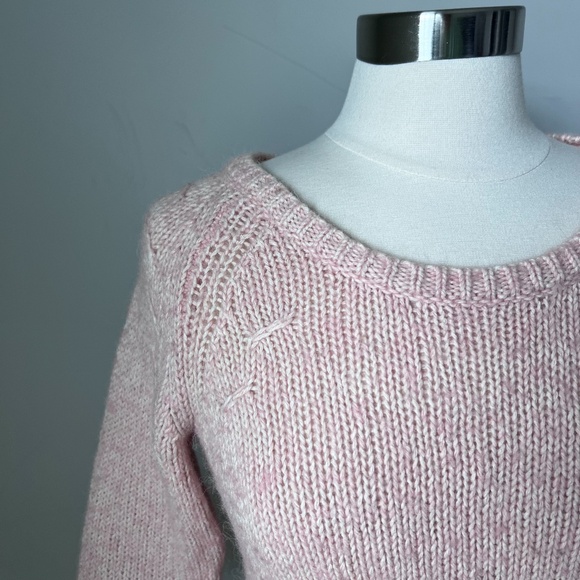 Ann Taylor Alpaca Wool Blend Marled Salmon Pink Knitted Sweater Size Small. - Picture 5 of 15
